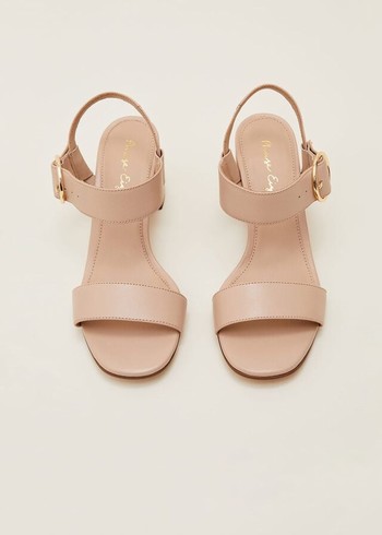 Phase Eight Leather Buckle Heels Beige Australia | TI3709624